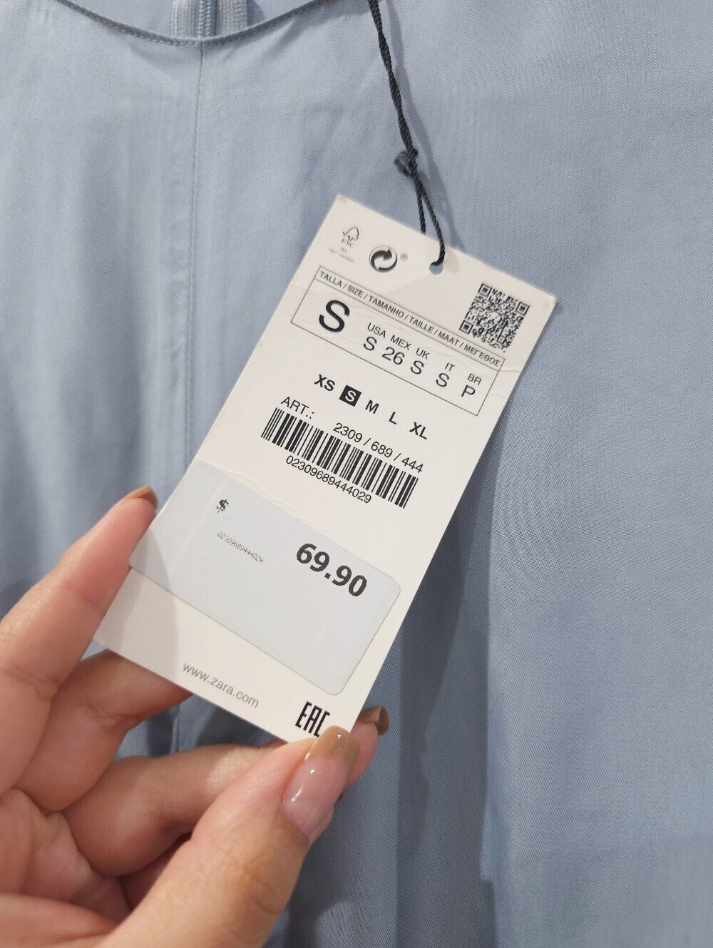 ZARA Refined Lagenlook Satin Powder Blu Tunic, Minimalist Effortless Chic, Nwt S - Picture 11 of 15